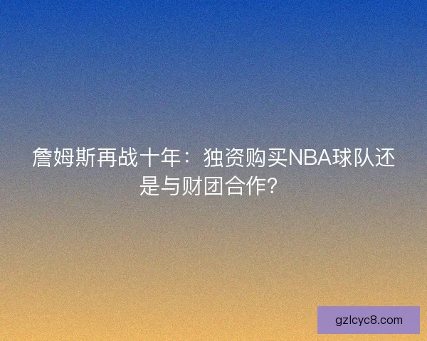 詹姆斯再战十年:独资购买NBA球队还是与财团合作? 詹姆斯再战十年:独资购买NBA球队还是与财团合作?
